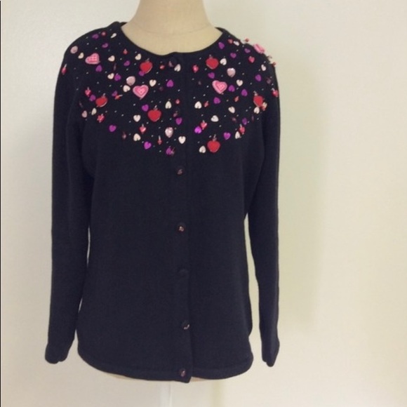 Bobbie Bell Black Sweater w ❤️ Appliqués  & Beads. - Picture 2 of 4